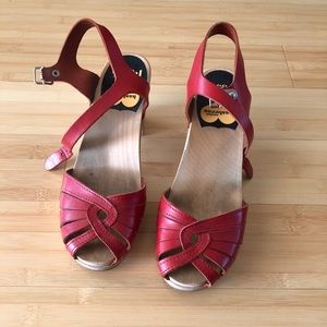Swedish Hasbeens Red Sandals